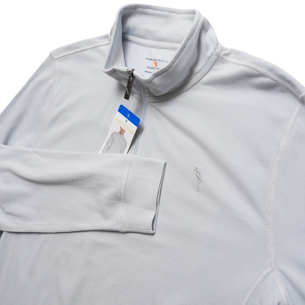 Margaritaville Quarter Zip Pullover Mens Large Grey Island Reserve Cotton 1336